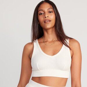 🌟 2/$10 Old Navy Waffle-Knit V-Neck Pajama Bralette Top in Cream